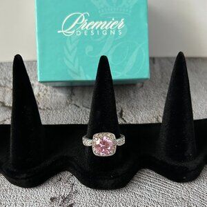 PREMIER DESIGNS PINK ICE Women's Size 7.5 Silver Pink Gemstone Ring NEW IN BOX